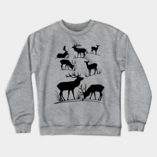 roe deer, stag, wild animal, hunting, hunter, forest Crewneck Sweatshirt